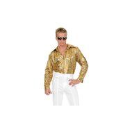 Charades Costumes CH01166P-1X Mens Plus Size Disco Gold Glitter Shirt Size 1X N2
