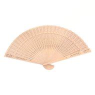 JETTINGBUY Chinese Carved Hand Folding Fan Wooden Printing N2