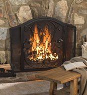 Plow &amp; Hearth Bellehaven Steel Fireplace Screen with Door, 38''W x 31''H, Black N3