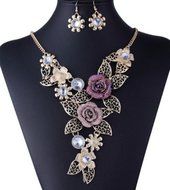 Women Fashion Jewelry Pendant Crystal Choker Chunky Statement Chain Bib Necklace N4
