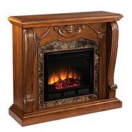 Sandro Walnut Stacked Stone Electric Fireplace N2