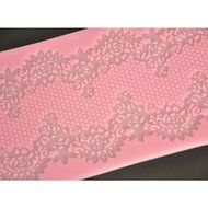 FOUR-C Christmas Gift Cake Lace Mat Silicone Mold Cake Decorating Supplies Color Pink N3