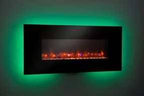 GreatCo 94" Gallery Linear Electric LED Fireplace. Includes LED Backlighting, Heater, IR Remote, 6 ft Cord, Stonefire... N8