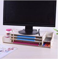 Adjustable 3 Tiers Monitor Stand Computer Monitor Riser Cradle Desk Organizer (Black)