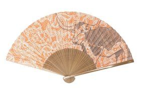 Fine &amp; Folded Folding Hand Fan - Longhorn &amp; Lace with Beautiful Magnetic Carrying Case N3