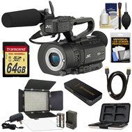 JVC GY-LS300CHU Ultra 4K HD 4KCAM Super 35 Pro Camcorder &amp; Mic Top Handle Audio Unit with 64GB Card + Studio LED...