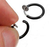 2PCS Punk Unisex Cool Nose Lips Ring Spring Clip On Hoop Earring Piercing Septum N3