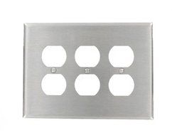 Leviton 84130-40 3-Gang Duplex Device Receptacle Wallplate, Oversized, Device Mount, Stainless Steel by Leviton