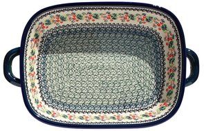 Polish Pottery Baking Dish with Handles From Zaklady Ceramiczne Boleslawiec #1345-du158 Unikat Pattern, Depth:... N3