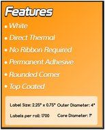 1 Inch Core - 2.25 x 0.75 Zebra Compatible Direct Thermal Labels 20 Rolls for Zebra Desktop Printer GC420d GC420t...
