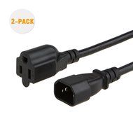 CableCreation [2-PACK] 1 Foot 18AWG Standard Computer Power Adapter Cord NEMA 5-15R to IEC320 C14, 0.3M / Black