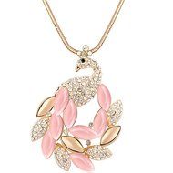 Classic Korean Style Peacock Princess Women's Sweater Chain (Rose gold-pink)