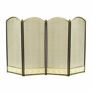 Panacea Products 15908 4-Panel Fireplace Screen with Filigree, Black and Polished Brass