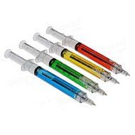 Pink Lizard 1Pcs Syringe Ballpoint Pen Random Color Needle Refill Ink Blue Bulk Novelty Blood Office School Funny... N4