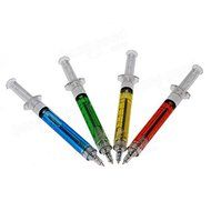 Pink Lizard 1Pcs Syringe Ballpoint Pen Random Color Needle Refill Ink Blue Bulk Novelty Blood Office School Funny... N5