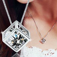 love Rubik's cube fashioneckce, Austria Korean clavicle chin 8mm imitatio silver box