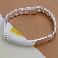925 Sterling silver plated 10MM unisex women Men's charm Chain bracelet jewelry N4