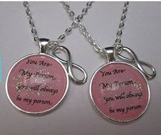 Set of 2 You Are My Person You will always be my person pink sparkles necklace, best friends family couples