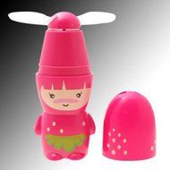 SODIAL(R) Cute Pink Purple Doll Battery Powered Summer Pocket Personal Mini Fan