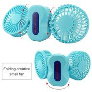 Xman&reg;Couples Mini Fan Dual Head Portable USB Rechargeable Personal Fan Quiet Operation Desktop Fan with LED Light... N5