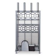 Threshold Geometric Log Bin with Tools - Antique Iron Finish