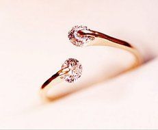 Fashion Women 18K Gold Plated Crystal Bridal Engagement Ring Adjustable Size N5