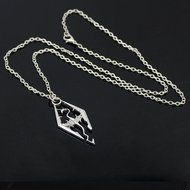 Bethesda The Elder Scrolls Logo Skyrim Dragon Pendant Charm Necklace Chain N2