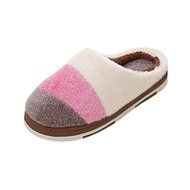 AutumnFall Women Home Floor Soft Slippers Female Cotton-padded Shoes Couple Shoes (7, Coffee)