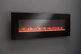 GreatCo 94" Gallery Linear Electric LED Fireplace. Includes LED Backlighting, Heater, IR Remote, 6 ft Cord, Stonefire... N9