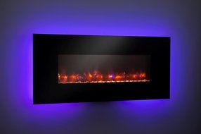 GreatCo 94" Gallery Linear Electric LED Fireplace. Includes LED Backlighting, Heater, IR Remote, 6 ft Cord, Stonefire... N10