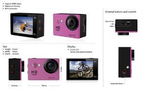 Action Camera, TONSEE W9 2.0 Inch WiFi Ultra HD 4K Sport Action Camera Waterproof -- Hot Pink N2