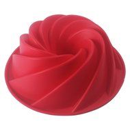 E_Global Red Large Spiral shape Bundt Cake Pan Bread Chocolate Bakeware Silicone Mold N3