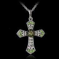Silver Rhinestone CROSS With Sweater Chain Crystal Pendant Necklace Xmas Gifts N2