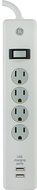GE 13476 Surge Protector, 10 Outlets, 3000J, 2 USB Ports (2.1A), 6' Cord