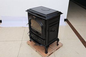 HorseFlame Cast Iron Freestanding Wood Burning Stove HF717UAE Enamel Black N4