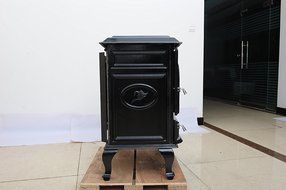 HorseFlame Cast Iron Freestanding Wood Burning Stove HF717UAE Enamel Black N5
