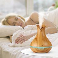 Easehold Aroma Essential Oil Diffuser Humidifier Air Purifiers 400ml Wood Grain with Cool Mist and Colorful LED... N10