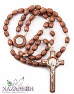 Wood Beads Catholic St. Benedict Rosary Holy Land Necklace Handmade Jerusalem