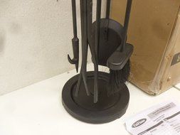 UniFlame 5-Piece Brushed Black Finish Fire Set with Double Rods