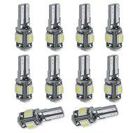 10x T10 White Led Free Canbus Error 5 SMD Car Side Wedge light Bulb 168 194 W5W