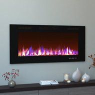 Moda Flame 50 Inch Bliss Crystal Recessed Touch Screen Multi-Color Wall Mounted Electric Fireplace N4