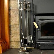 UniFlame Endless Summer F-7547 31" 5 Piece Fireset with Pedestal Base, Satin Pewter Finish N4