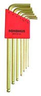 Bondhus 38092 Ball End Tip Hex Key L-Wrench Set with GoldGuard Finish and Long Arm, 7 Piece by Bondhus
