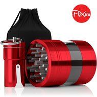 Weed, Herb and Tobacco Grinder - 4 Piece Aluminum Spice Crusher with Carrying Bag &amp; Container - 3.25&rdquo; - Blue -... N11