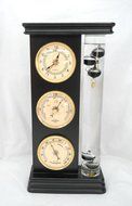 Global Village Galileo Thermometer - Combo Weather Station - Clock, Barometer, Hygrometer - Black Cherry Wood...