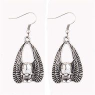 1 Pair Vintage Silver Dangle Hook Earrings Skull Halloween Fashion Xmas Gifts