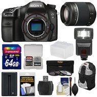 Sony Alpha A68 Digital SLR Camera Body with 55-200mm DT Lens + 64GB Card + Battery + Backpack + Flash + Diffuser...