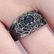 New Fashion Round Black Sapphire 10kt Black Gold Filled Women Ring Jewelry (6)