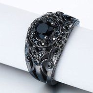 New Fashion Round Black Sapphire 10kt Black Gold Filled Women Ring Jewelry (6) N2