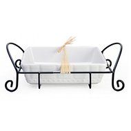 Signature Housewares 9" Baker W/ Caddy - White Fleur De Lis